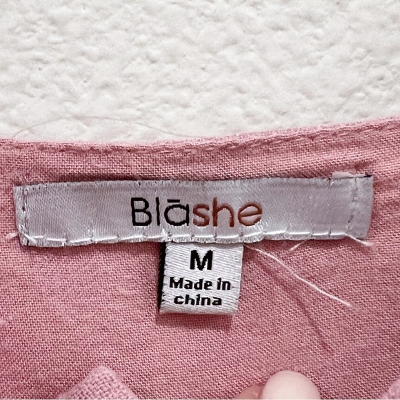BLASHE Linen Pink Button Crop Top Size M - Picture 6 of 8